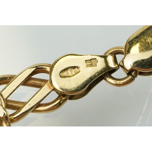 347 - 9ct gold hallmarked fancy link chain bracelet with lobster clasp. Import marked Sheffield 1998. Meas... 