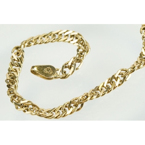 349 - 9ct gold hallmarked rope twist chain necklace with lobster clasp. Measures 20 inches.