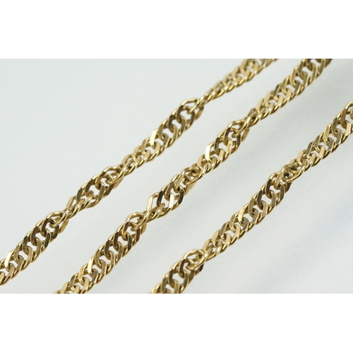 349 - 9ct gold hallmarked rope twist chain necklace with lobster clasp. Measures 20 inches.