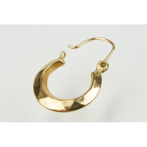 351 - 9ct gold hoop earrings to include a pair of Claddagh earrings, pair of ball hoops and two faceted ho... 