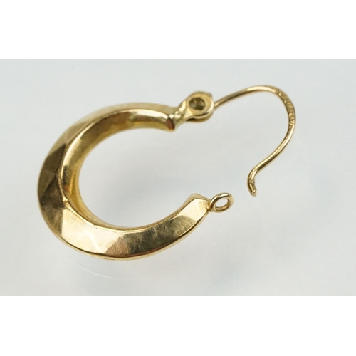 351 - 9ct gold hoop earrings to include a pair of Claddagh earrings, pair of ball hoops and two faceted ho... 