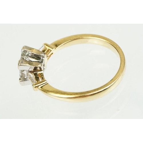 361 - Diamond 18ct yellow gold ring, four princess cut diamonds, each diamond measuring approx 2 x 2mm, ch... 