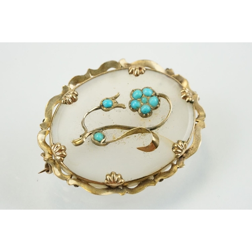 367 - 19th Century Victorian gold and purple paste brooch together with a Victorian chalcedony and turquoi... 