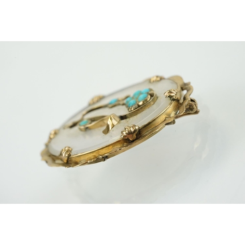 367 - 19th Century Victorian gold and purple paste brooch together with a Victorian chalcedony and turquoi... 