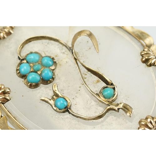 367 - 19th Century Victorian gold and purple paste brooch together with a Victorian chalcedony and turquoi... 