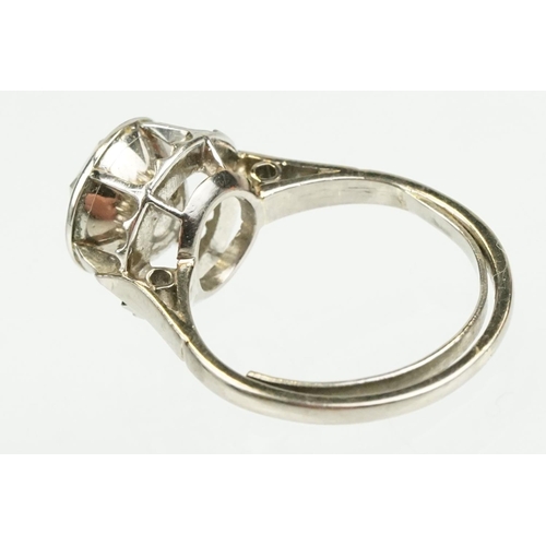 369 - Diamond solitaire white metal ring, rose cut diamond, assessed clarity I2, assessed colour tinted, d... 