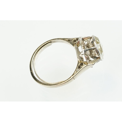 369 - Diamond solitaire white metal ring, rose cut diamond, assessed clarity I2, assessed colour tinted, d... 