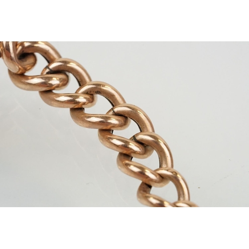 37 - Victorian 9ct rose gold bracelet having curb and fancy links with tongue in groove clasp. Marked 9ct... 