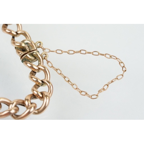 37 - Victorian 9ct rose gold bracelet having curb and fancy links with tongue in groove clasp. Marked 9ct... 