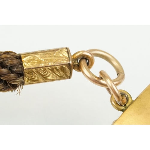 376 - 19th Century Victorian albert watch chain constructed from woven hair with 9ct gold fittings includi... 