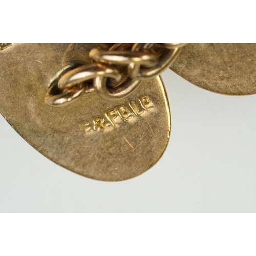 378 - Group of gold jewellery to include a pair of 9ct gold hallmarked oval head cufflinks, hallmarked 9ct... 