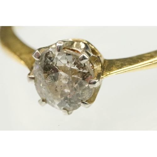 42 - Diamond solitaire ring being set with a round cut diamond to a plain shank with pink shoulders. Shan... 