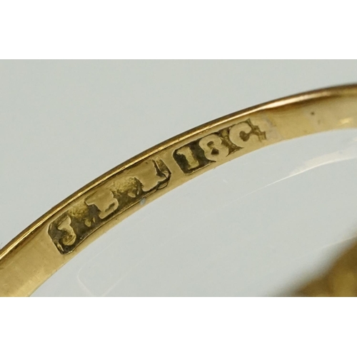 43 - Antique 18ct gold and diamond ring. The ring being set with four old cut diamonds (one missing to th... 