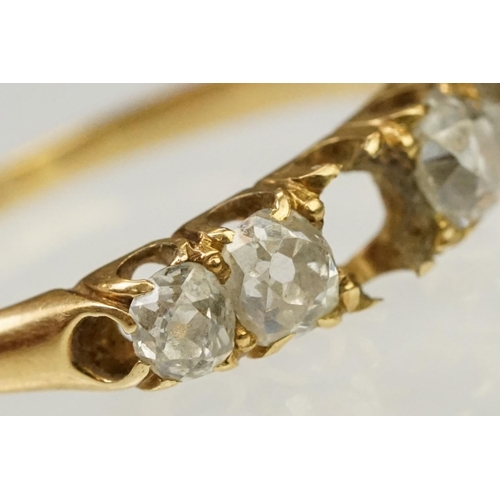 43 - Antique 18ct gold and diamond ring. The ring being set with four old cut diamonds (one missing to th... 