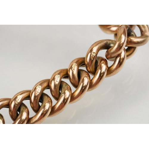 49 - Early 20th Century 9ct gold curb link bracelet having a heart padlock clasp. Lock marked 9ct gold, e... 