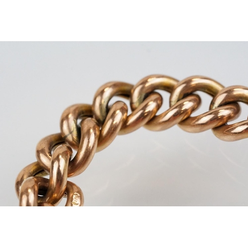 49 - Early 20th Century 9ct gold curb link bracelet having a heart padlock clasp. Lock marked 9ct gold, e... 