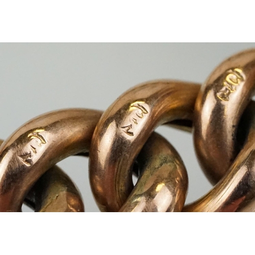 49 - Early 20th Century 9ct gold curb link bracelet having a heart padlock clasp. Lock marked 9ct gold, e... 