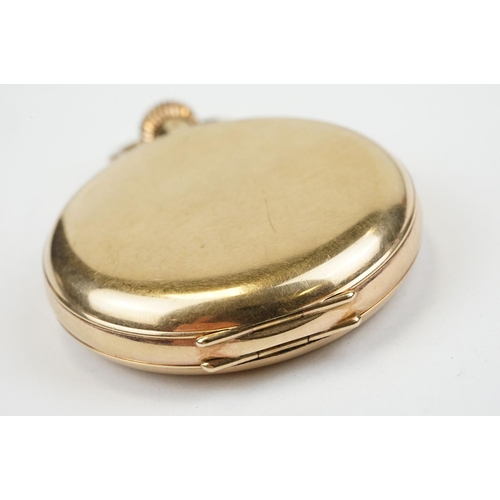 495 - Early 20th Century 9ct gold full hunter pocket watch having a white enamelled dial with arabic numer... 