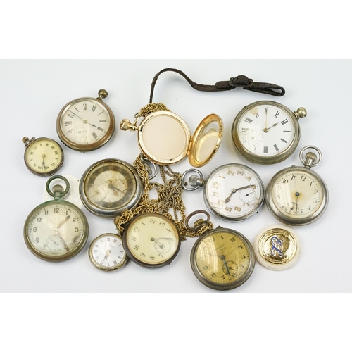 497 - Collection of assorted white metal pocket watches to include an Art deco example, Ingersoll, Adlesto... 