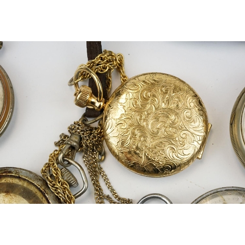 497 - Collection of assorted white metal pocket watches to include an Art deco example, Ingersoll, Adlesto... 