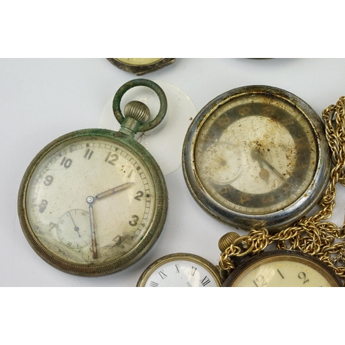 497 - Collection of assorted white metal pocket watches to include an Art deco example, Ingersoll, Adlesto... 