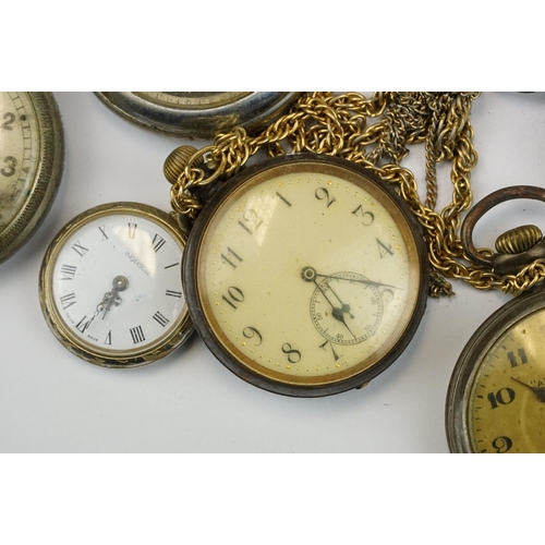 497 - Collection of assorted white metal pocket watches to include an Art deco example, Ingersoll, Adlesto... 