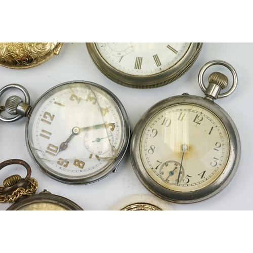 497 - Collection of assorted white metal pocket watches to include an Art deco example, Ingersoll, Adlesto... 