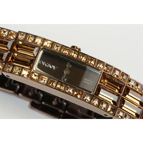 498 - Collection of ladies wrist watches to include Bulova with diamond set bezel, DKNY, Rotary mesh brace... 