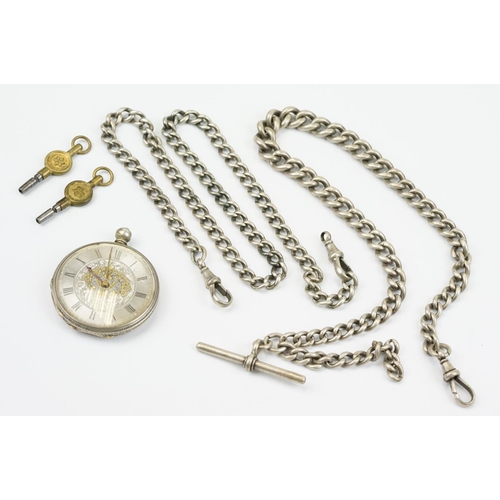 499 - Early 20th Century silver cased open face pocket watch having roman numerals to the chapter ring and... 