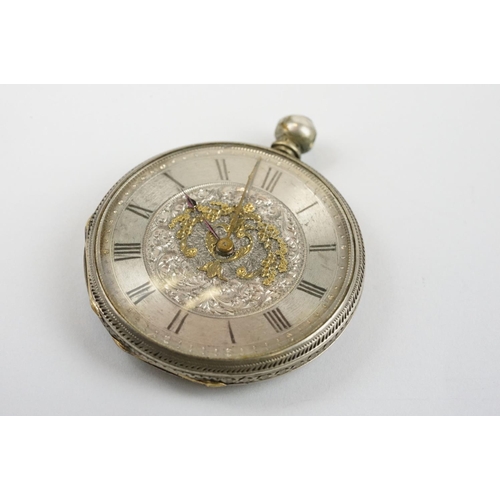 499 - Early 20th Century silver cased open face pocket watch having roman numerals to the chapter ring and... 