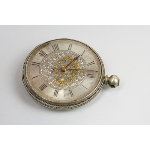 499 - Early 20th Century silver cased open face pocket watch having roman numerals to the chapter ring and... 