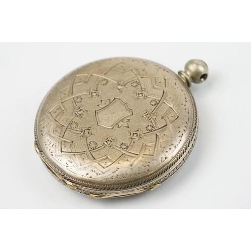 499 - Early 20th Century silver cased open face pocket watch having roman numerals to the chapter ring and... 