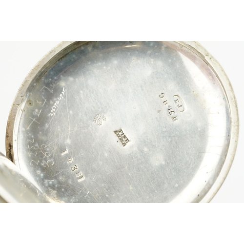 499 - Early 20th Century silver cased open face pocket watch having roman numerals to the chapter ring and... 