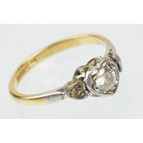 50 - 18ct gold diamond solitaire ring. The ring being set with a round brilliant cut diamond set within a... 