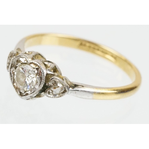 50 - 18ct gold diamond solitaire ring. The ring being set with a round brilliant cut diamond set within a... 