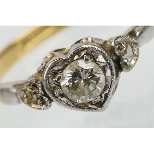 50 - 18ct gold diamond solitaire ring. The ring being set with a round brilliant cut diamond set within a... 