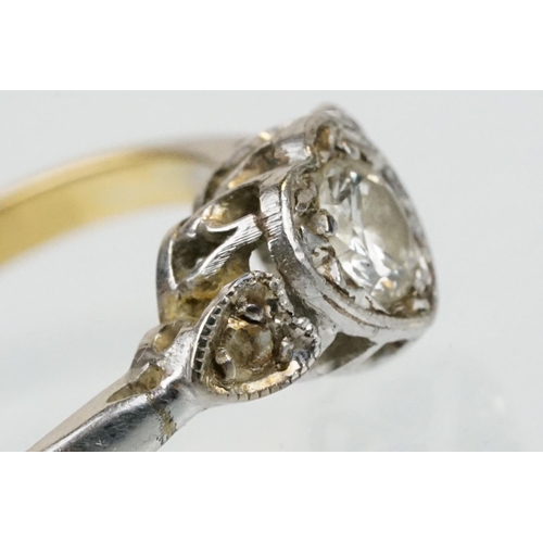 50 - 18ct gold diamond solitaire ring. The ring being set with a round brilliant cut diamond set within a... 