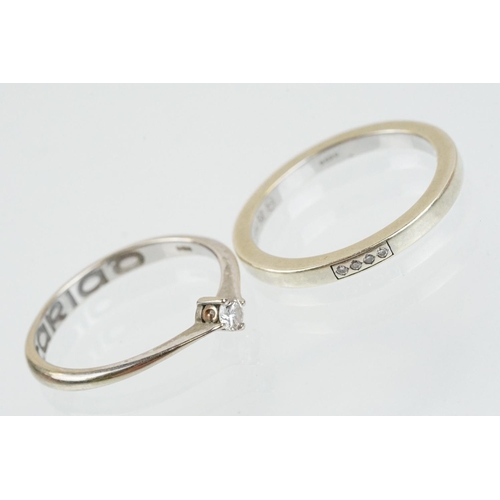 78 - Two 9ct white gold Clogau rings to include a diamond solitaire ring (diamond estimated 0.10ct, size ... 