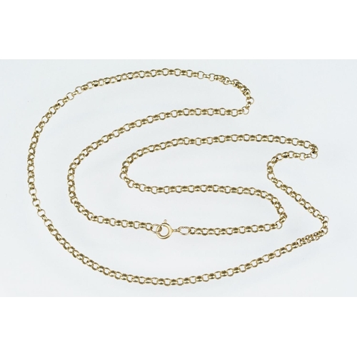 88 - 9ct gold belcher link necklace chain with a spring ring clasp. Marked 375. Measures 24 inches.