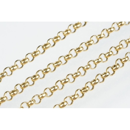 88 - 9ct gold belcher link necklace chain with a spring ring clasp. Marked 375. Measures 24 inches.