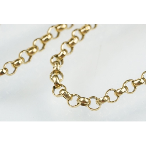 88 - 9ct gold belcher link necklace chain with a spring ring clasp. Marked 375. Measures 24 inches.