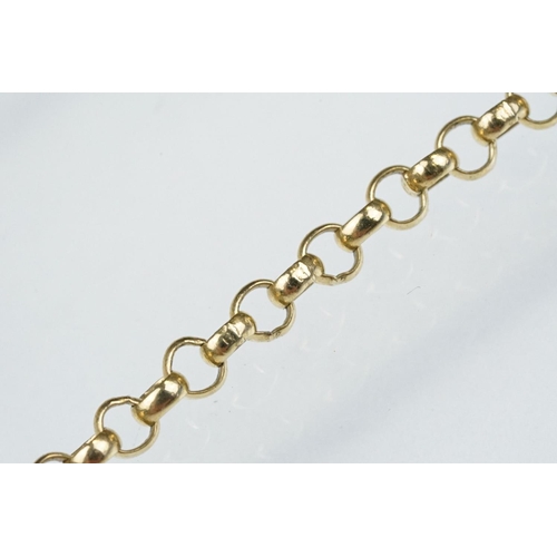 88 - 9ct gold belcher link necklace chain with a spring ring clasp. Marked 375. Measures 24 inches.