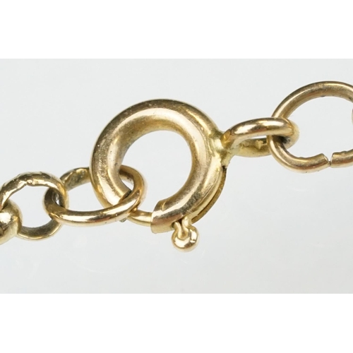 88 - 9ct gold belcher link necklace chain with a spring ring clasp. Marked 375. Measures 24 inches.