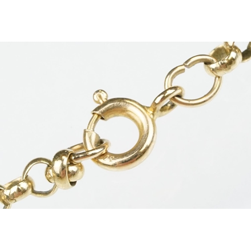 88 - 9ct gold belcher link necklace chain with a spring ring clasp. Marked 375. Measures 24 inches.