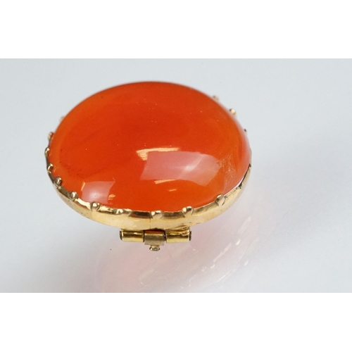 89 - 19th Century Victorian carnelian cabochon brooch together with a hallmarked 9ct gold fine link chain... 