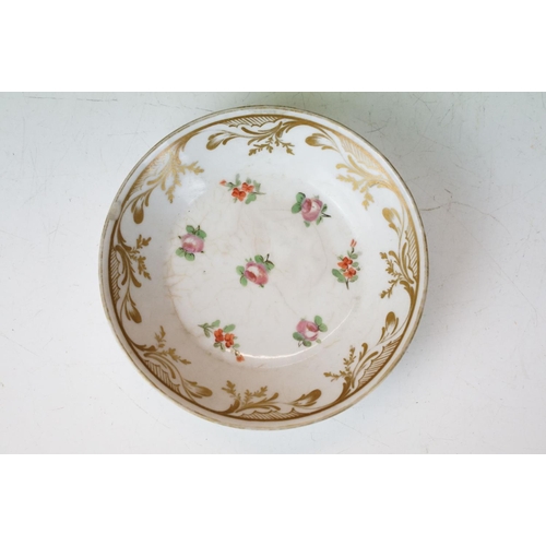 72 - 18th Century Continental porcelain cabinet cup and saucer with hand painted floral & gilt decoration... 