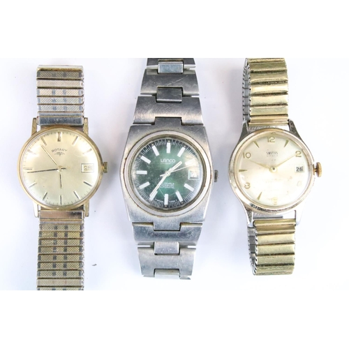 411 - A collection of thirteen mainly mechanical vintage wristwatches to include Accurist, Timemaster, Lan... 