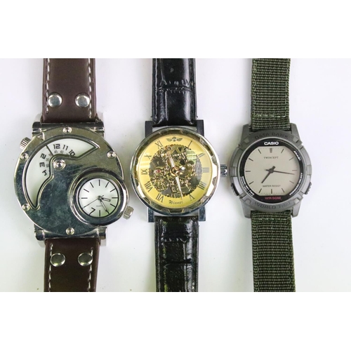 419 - A collection of thirteen contemporary automatic and quartz wristwatches to include Casio and Saxon e... 