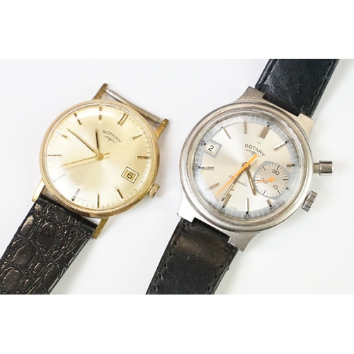 436 - A collection of ten vintage and contemporary mechanical Rotary Wristwatches to include chronograph a... 