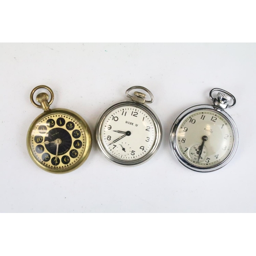 446 - A collection of six vintage top winding pocket watches to include Smiths, Ingersoll and Westclox exa... 